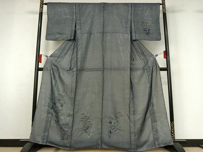 平和屋着物▽訪問着　無双　紗袷　紗×絽　草花文　正絹　逸品　AABH5707jh