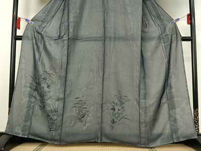 平和屋着物▽訪問着　無双　紗袷　紗×絽　草花文　正絹　逸品　AABH5707jh