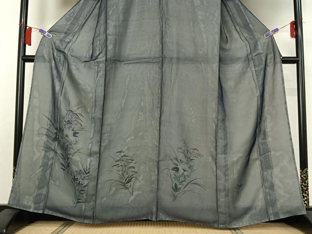 平和屋着物▽訪問着　無双　紗袷　紗×絽　草花文　正絹　逸品　AABH5707jh