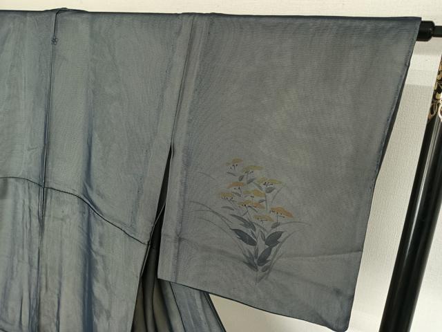 平和屋着物▽訪問着　無双　紗袷　紗×絽　草花文　正絹　逸品　AABH5707jh