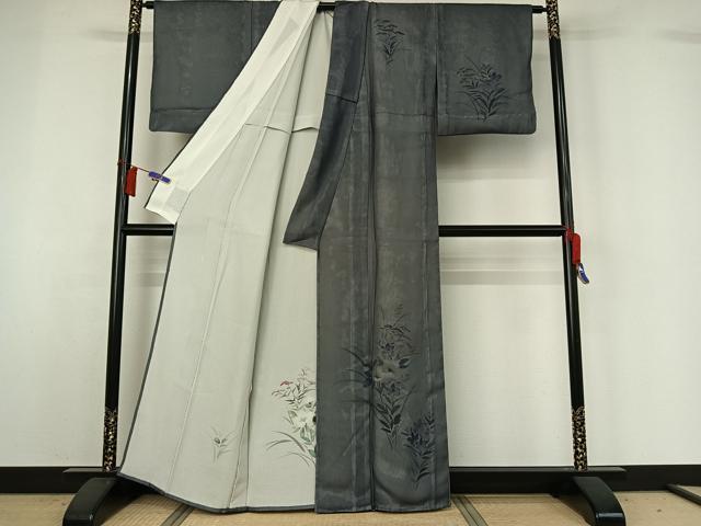 平和屋着物▽訪問着　無双　紗袷　紗×絽　草花文　正絹　逸品　AABH5707jh