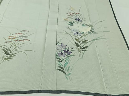平和屋着物▽訪問着　無双　紗袷　紗×絽　草花文　正絹　逸品　AABH5707jh