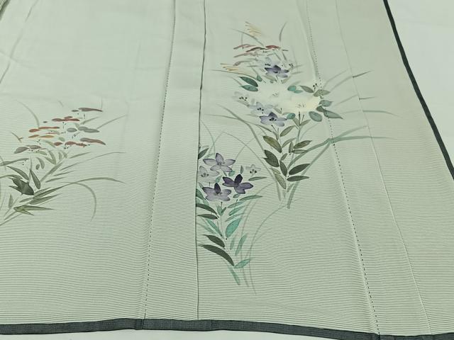 平和屋着物▽訪問着　無双　紗袷　紗×絽　草花文　正絹　逸品　AABH5707jh