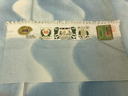 平和屋着物▽結城紬 単衣 霞文 暈し染め 証紙付き 正絹 逸品 AABH5709jh