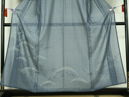 平和屋着物▽訪問着　無双　紗袷　紗×紗　芝花文　正絹　逸品　AABH5711jh