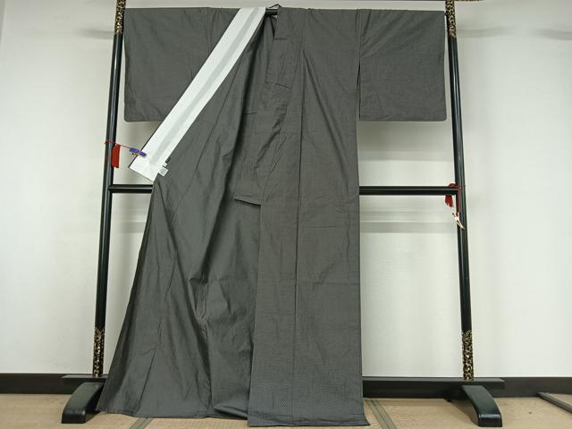 平和屋着物▽綿紬 単衣 水玉文様 ロング丈 綿 AABH5713jh