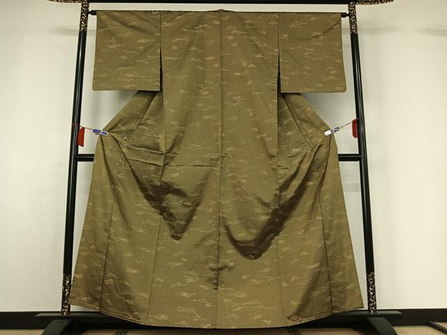 平和屋着物▽薩摩結城　単衣　舞葉文　正絹　逸品　AABH5714jh 平和屋着物▽薩摩結城 単衣 舞葉文 正絹 逸品 AABH5714jh