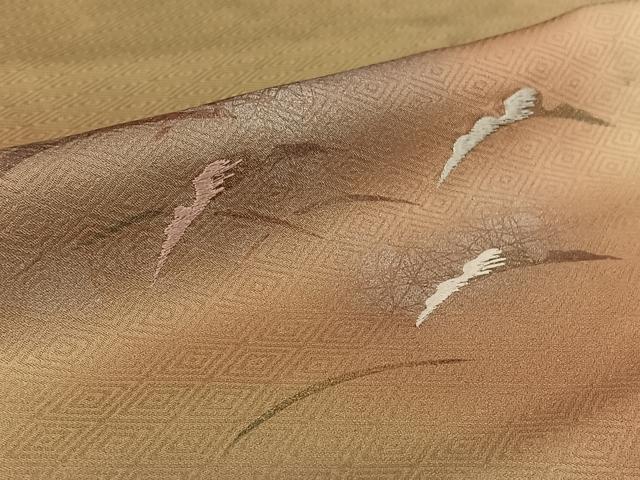 平和屋着物▽訪問着　単衣　刺繍　雪芝文　暈し染め　金彩　正絹　逸品　AABH5716jh