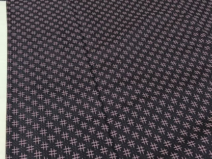 平和屋着物▽上質な紬 単衣 幾何学文様 正絹 逸品 AABH5717jh