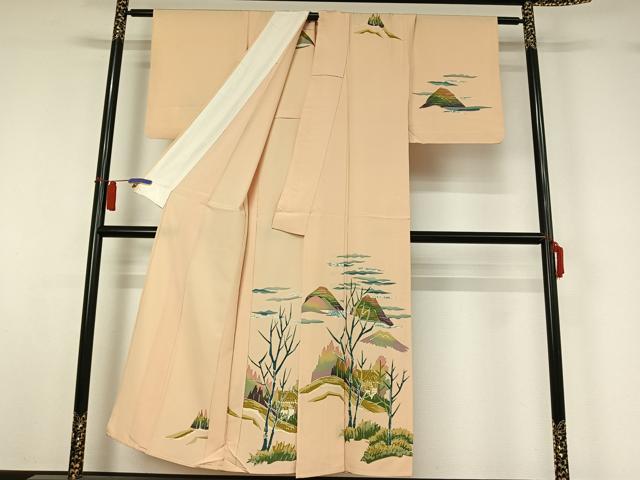 平和屋着物▽訪問着　単衣　風景文　正絹　逸品　AABH5720jh