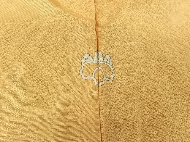 平和屋着物▽上質な色無地　単衣　樹林地紋　萱草色　正絹　逸品　AABH5725jh