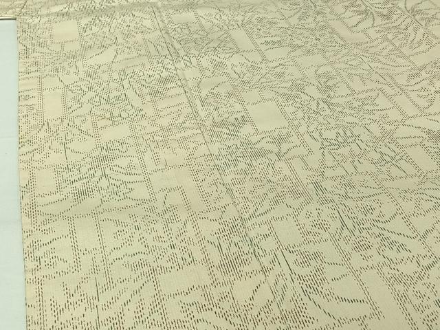平和屋着物▽上質な紬 単衣 草花文 正絹 逸品 AABH5727jh