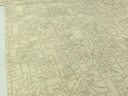 平和屋着物▽上質な紬　単衣　草花文　正絹　逸品　AABH5727jh