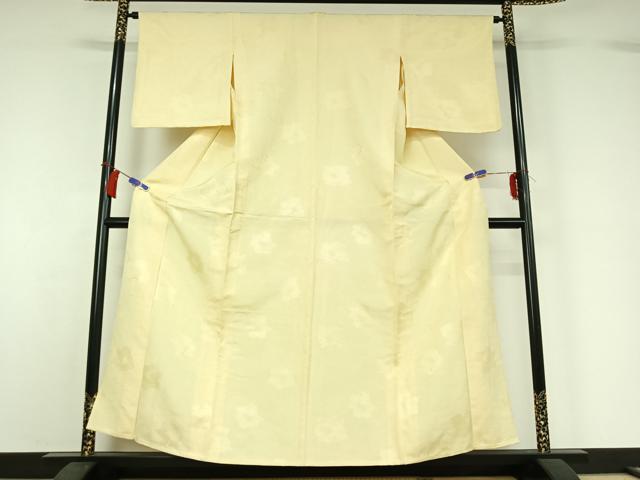 平和屋着物▽お召　単衣　花尽くし地紋　砥粉色　正絹　逸品　AABH5729jh 平和屋着物▽お召 単衣 花尽くし地紋 砥粉色 正絹 逸品 AABH5729jh