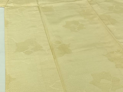 平和屋着物▽お召　単衣　花尽くし地紋　砥粉色　正絹　逸品　AABH5729jh