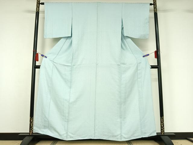 平和屋着物▽上質な色無地　単衣　向かい鳥地紋　水色　正絹　逸品　AABH5730jh 平和屋着物▽上質な色無地 単衣 向かい鳥地紋 水色 正絹 逸品