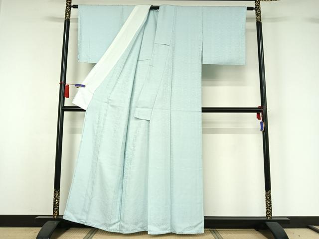 平和屋着物▽上質な色無地　単衣　向かい鳥地紋　水色　正絹　逸品　AABH5730jh 平和屋着物▽上質な色無地 単衣 向かい鳥地紋 水色 正絹 逸品