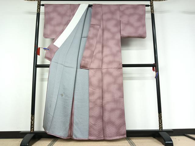 平和屋着物▽上質な小紋　単衣　霞文　暈し染め　正絹　逸品　AABH5731jh 平和屋着物▽上質な小紋 単衣 霞文 暈し染め 正絹 逸品