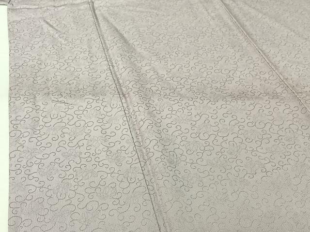 平和屋着物▽上質な色無地　単衣　花唐草地紋　牡丹鼠色　正絹　逸品　AABH5736jh 平和屋着物▽上質な色無地 単衣 花唐草地紋 牡丹鼠色