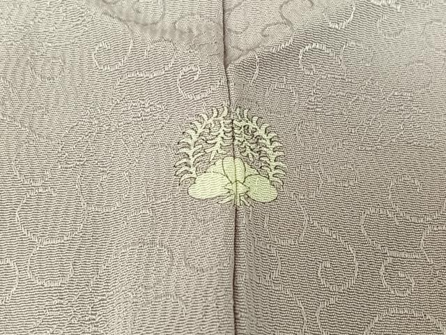 平和屋着物▽上質な色無地　単衣　花唐草地紋　牡丹鼠色　正絹　逸品　AABH5736jh 平和屋着物▽上質な色無地 単衣 花唐草地紋 牡丹鼠色