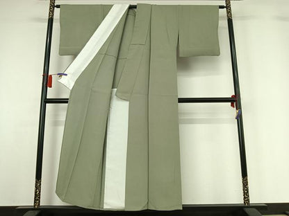 平和屋着物▽色無地　単衣　岩井茶色　鬼しぼ縮緬　洗える着物　AABH5739jh