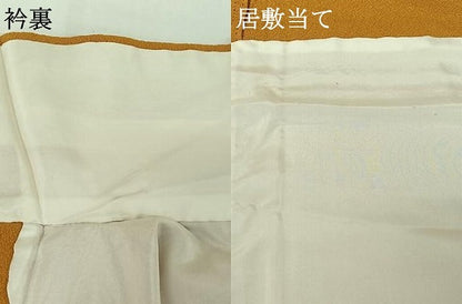 平和屋着物▽上質な色無地　単衣　山吹茶色　鬼しぼ縮緬　正絹　逸品　AABH5740jh