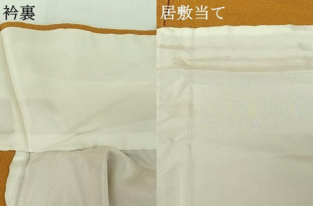 平和屋着物▽上質な色無地　単衣　山吹茶色　鬼しぼ縮緬　正絹　逸品　AABH5740jh