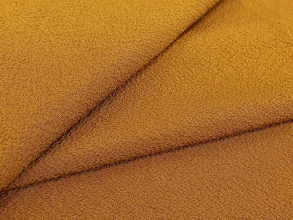 平和屋着物▽上質な色無地　単衣　山吹茶色　鬼しぼ縮緬　正絹　逸品　AABH5740jh