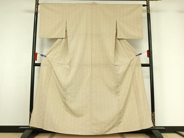 平和屋着物▽本塩沢　単衣　110亀甲　麻の葉文様　正絹　逸品　AABH5741jh