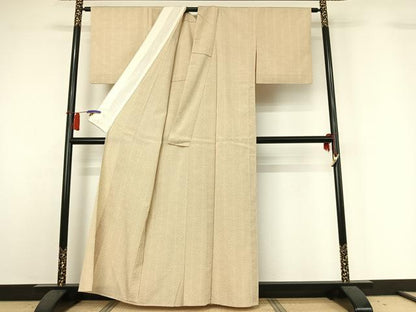平和屋着物▽本塩沢　単衣　110亀甲　麻の葉文様　正絹　逸品　AABH5741jh