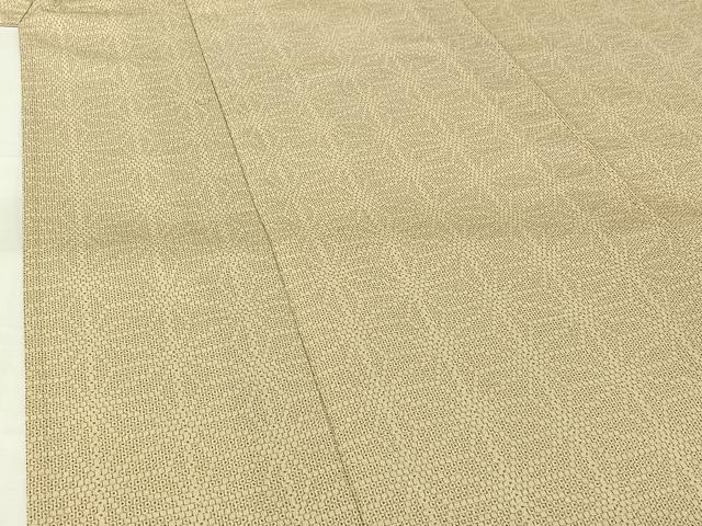 平和屋着物▽本塩沢　単衣　110亀甲　麻の葉文様　正絹　逸品　AABH5741jh