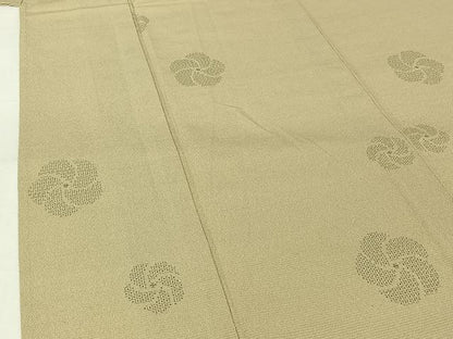 平和屋着物▽本場結城玉紬　結城ちぢみ　単衣　80亀甲　舞花文　結織苑　証紙付き　正絹　逸品　AABH5742jh
