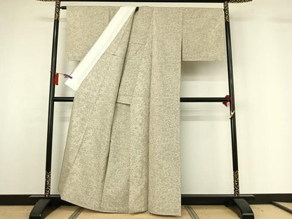 平和屋着物▽本場結城玉紬　単衣　80亀甲　流水花文　証紙付き　正絹　逸品　AABH5747jh