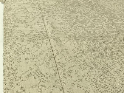 平和屋着物▽本場結城玉紬　単衣　80亀甲　流水花文　証紙付き　正絹　逸品　AABH5747jh