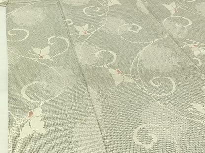 平和屋着物▽本塩沢　単衣　110亀甲　雪輪舞蝶文　正絹　逸品　AABH5748jh