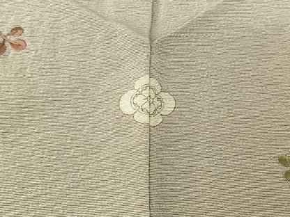平和屋着物▽上質な小紋　単衣　総刺繍　吹き寄せ文　金糸　正絹　逸品　AABH5749jh