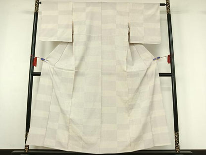 平和屋着物▽本塩沢　単衣　110亀甲　横段文　正絹　逸品　AABH5755jh