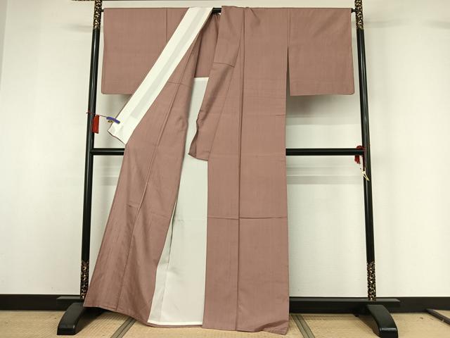 平和屋着物▽上質な紬　単衣　薄柿色　正絹　逸品　AABH5757jh 平和屋着物▽上質な紬 単衣 薄柿色 正絹 逸品 AABH5757jh