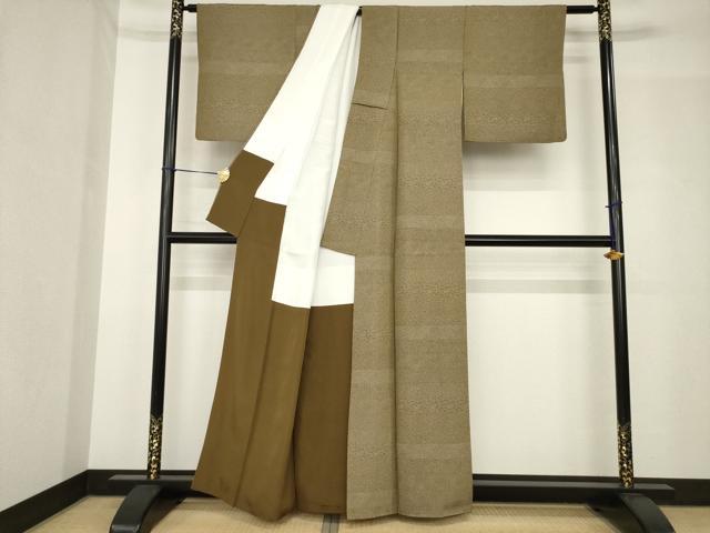 平和屋着物●江戸小紋　横段文　正絹　逸品　AABH5761ck