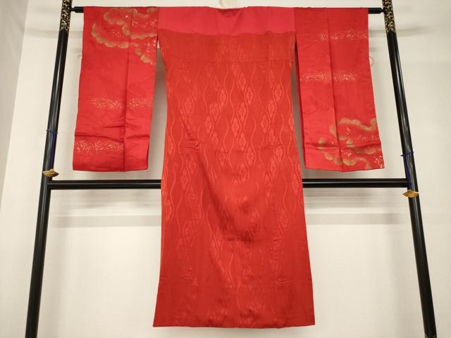 平和屋着物●アンティーク　大正ロマン　長襦袢　袷　立涌花文　金彩　正絹　逸品　AABH5762ck