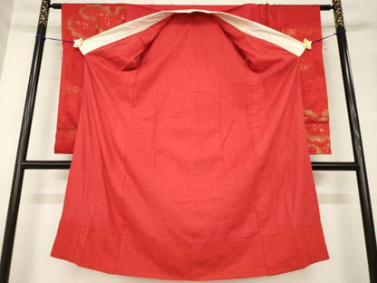 平和屋着物●アンティーク　大正ロマン　長襦袢　袷　立涌花文　金彩　正絹　逸品　AABH5762ck