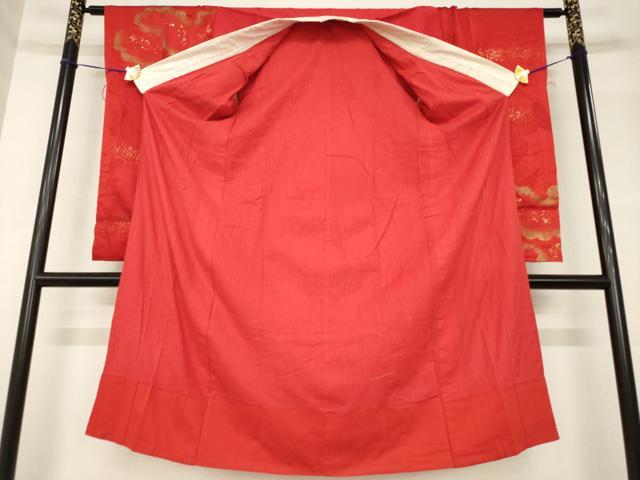 平和屋着物●アンティーク　大正ロマン　長襦袢　袷　立涌花文　金彩　正絹　逸品　AABH5762ck