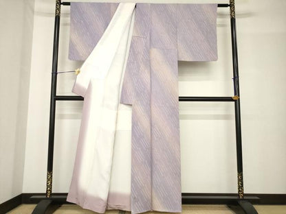 平和屋着物●上質な小紋　雨　暈し染め　正絹　逸品　AABH5763ck