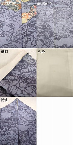 平和屋着物○訪問着 紅型 作家物 紬地 風景文 正絹 逸品 AABH5764ck
