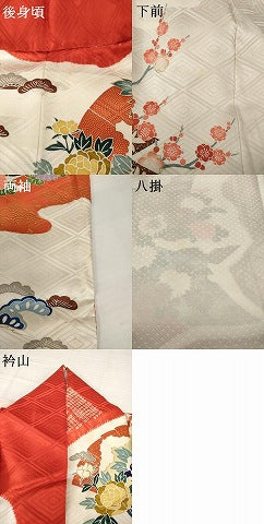 平和屋着物●豪華振袖　友禅　駒刺繍　御所車花文　金彩　京王百貨店扱い　正絹　逸品　AABH5765ck