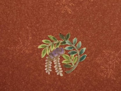 平和屋着物●上質な色無地　草花文　海老茶色　正絹　逸品　AABH5767ck