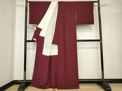 平和屋着物●上質な色無地　葡萄茶色　やまと誂製　正絹　逸品　AABH5770ck