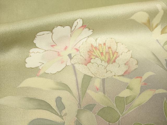 平和屋着物●訪問着　友禅　草花文　暈し染め　金彩　ロング丈　正絹　逸品　AABH5772ck