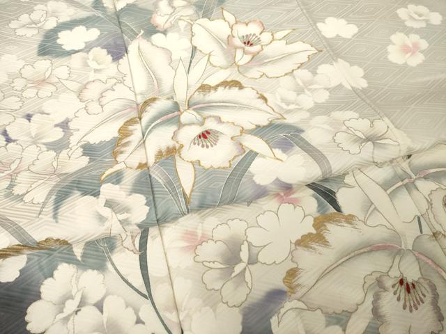平和屋着物●豪華振袖　駒刺繍　草花文　金彩　ロング丈　正絹　逸品　AABH5775ck