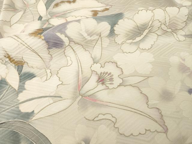 平和屋着物●豪華振袖　駒刺繍　草花文　金彩　ロング丈　正絹　逸品　AABH5775ck